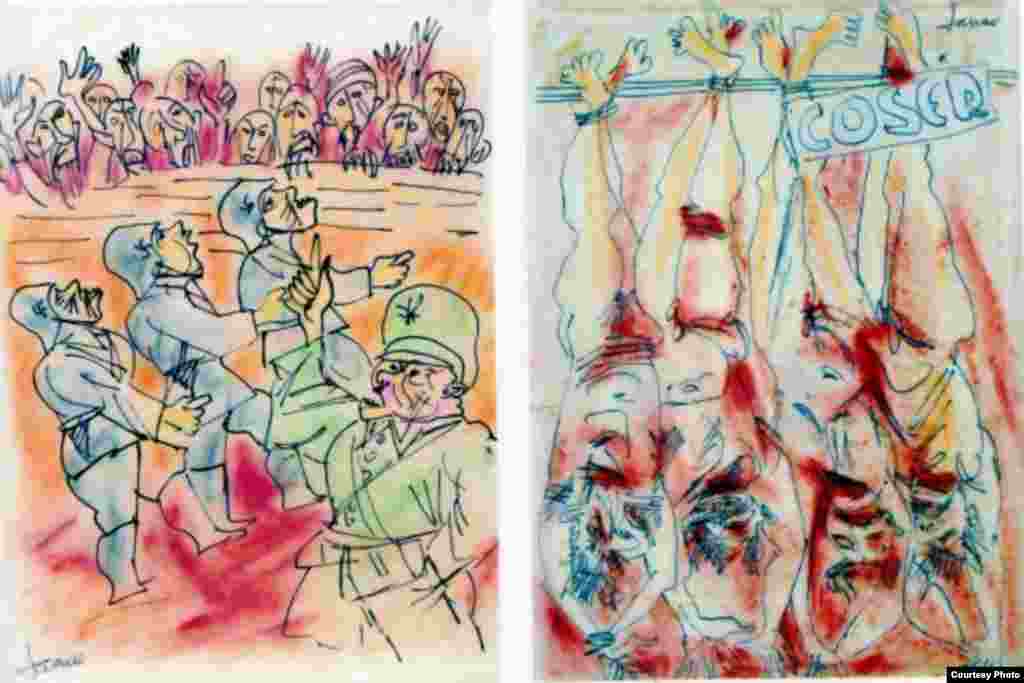 Marcel Janco, imagini din seria „Holocaust Drawings”, 1941 (Foto: Vol. Viitorul Memoriei)