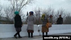 Каттақўрғон туманида бюджет ташкилоти ишчилари автомагистрал йўл тўсиқларини оқлаяпти