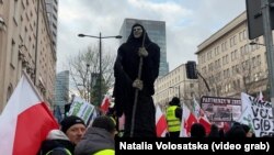 A lengyel gazdák tiltakozó felvonulása Varsóban 2025. január 3-án