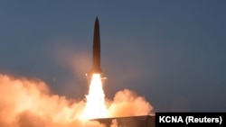 Ілюстрацыйнае фота. Запуск ракет у КНДР 26 ліпеня
