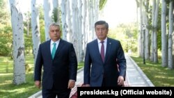Премьер-министр Венгрии Виктор Орбан и президент Кыргызстана Сооронбай Жээнбеков (справа). 4 сентября 2018 года.