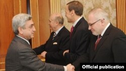 Armenia -- President Serzh Sarkisian meets with the visiting co-chairs of the OSCE Minsk Group, 9Feb2011.