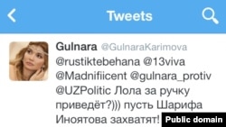 Гүлнара Каримованың Twitter-дегі парақшасы.