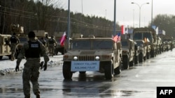 Soldaţi americani la o ceremonie la graniţa polono-germană în localitatea Olszyna, 12 ianuarie 2017
