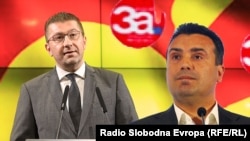 Комбо фотографија на лидерите на ВМРО-ДПМНЕ и СДСМ Христијан Мицкоски и Зоран Заев 