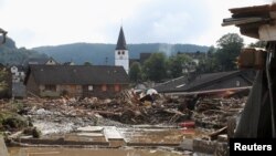 A németországi árvíz pusztítása 2021. július 15-én.