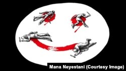 طرحی از مانا نیستانی، کاریکاتوریست ایرانی در همدردی با قربانبان حمله به نشریه فرانسوی شارلی ابدو