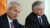 Armenia - British Minister for Europe David Lidington (L) speaks at a news conference with Armenian Foreign Minister Edward Nalbandian in Yerevan, 18Sep2012.