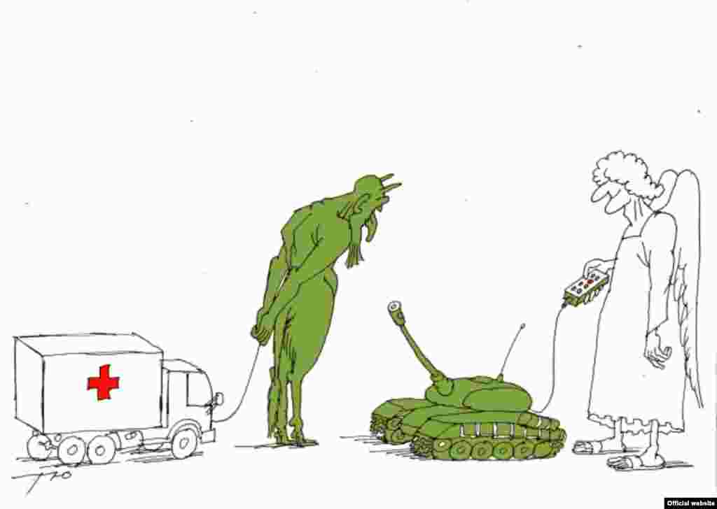 Карикатура занявшего третье место на конкурсе "Дьявольская бензоколонка" Сергея Тюнина (Москва)
