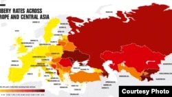 A Transparency International map of bribery rates in Europe and Central Asia, 16Nov2016