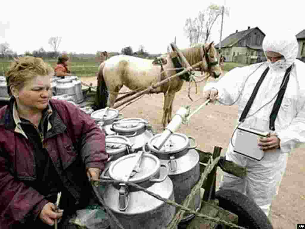 Зарарланган төбәкләрдән 350 меңнән артык кеше күчерелде, ләкин 5.5 миллион чамасы кеше анда яшәп калды. Сәләмәтлеккә куркыныч тудырган кайбер азык-төлекләр бу төбәктән Мәскәү һәм Петербур базарларына барып иреште. Беларусның Губаревичи авылында сөттәге нурланышны тикшерү.