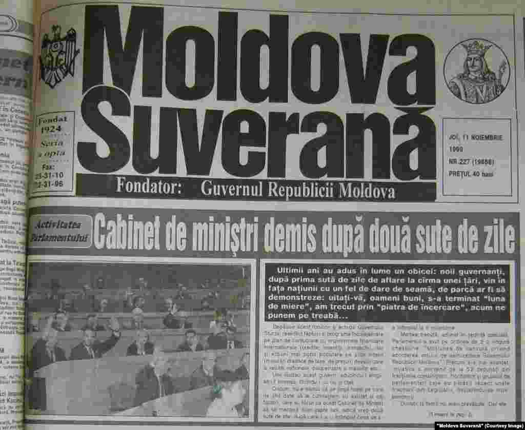 "Moldova Suverană", 11 noiembrie 1999, demisia Guvernului Sturza