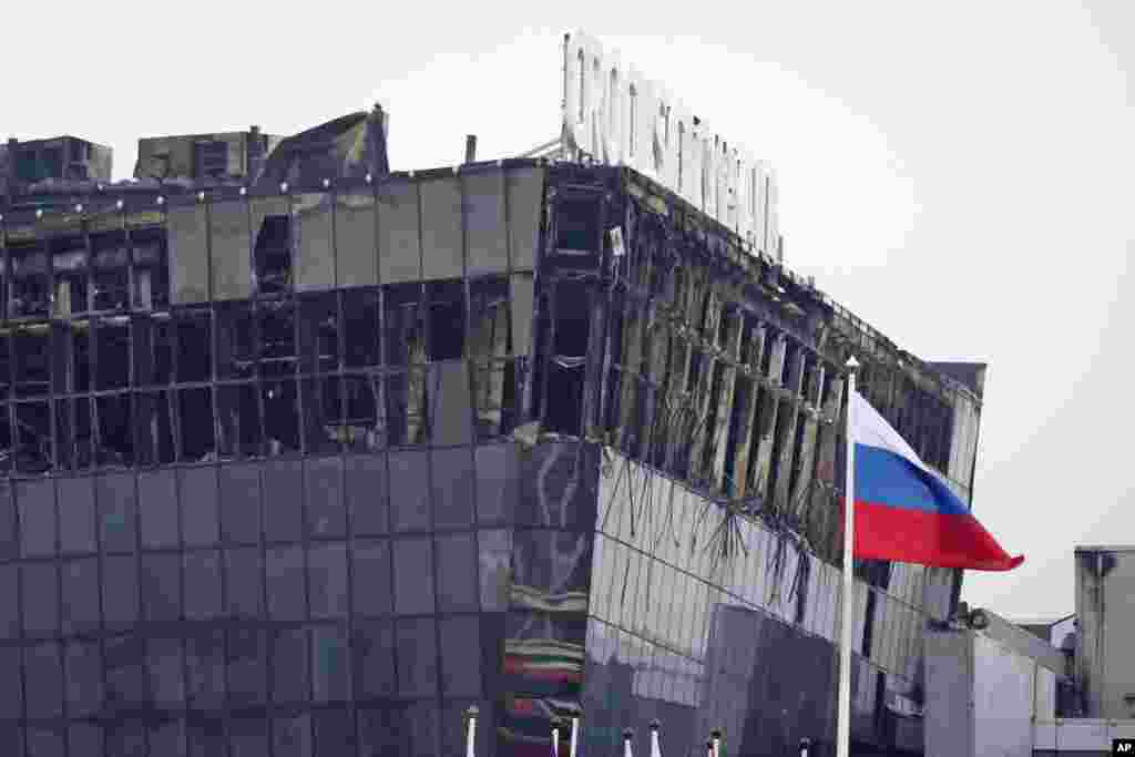Crocus City Hall - ce a rămas din clădire după stingerea incendiului.