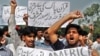 Pakistanis protesting on October 31 against the madrasah strike 