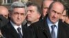 Armenia - President Serzh Sarkisian (L) and his predecessor Robert Kocharian visit Gyumri, 7 December 2008. 
