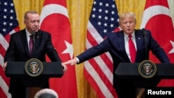 Recep Tayyip Erdogan și președintele american Donald Trump la Washington, noiembrie 2019.
