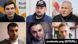 Ігар Лосік, Сяргей Ціханоўскі, Мікалай Статкевіч, Уладзімер Цыгановіч, Арцём Сакаў, Дзьмітры Папоў, які судзяць у закрытым працэсе ў Гомельскім СІЗА.