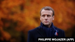 Președintele Emmanuel Macron la comemorările încheierii Primul Război Mondial, în noiembrie